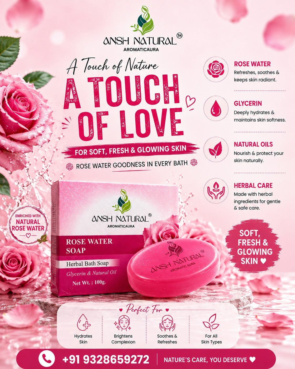 Rose Water Herbal Bath Soap