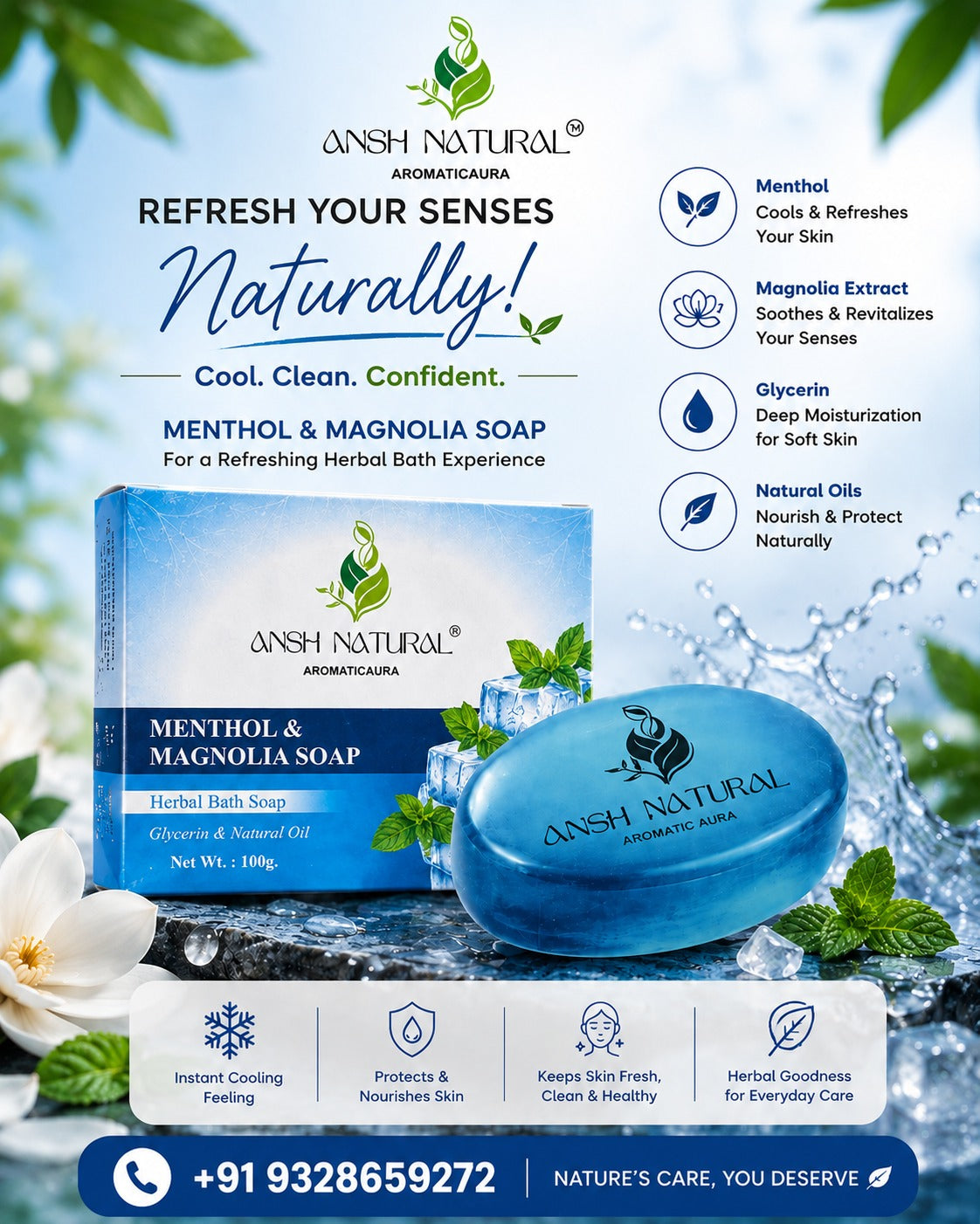 Menthol & Magnolia Herbal Bath Soap